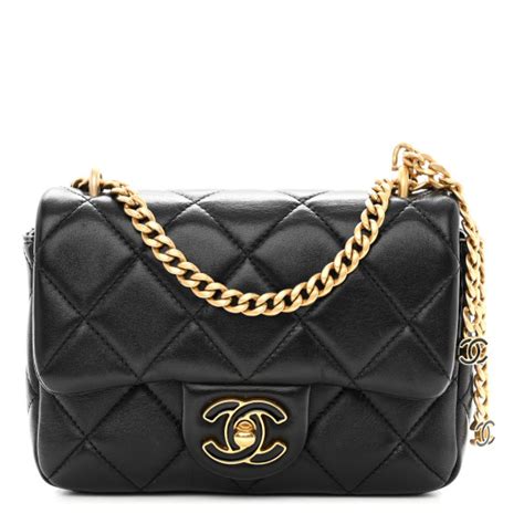 CHANEL Lambskin Enamel Quilted Pending CC Square Flap